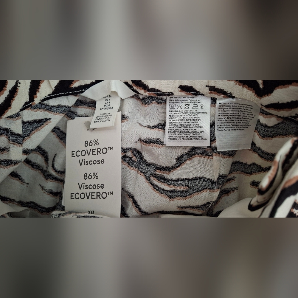 H&M NWT Zebra Print Wide Leg Pants Women's Sz 4 Formal Party Profesional Casual - Picture 3 of 9